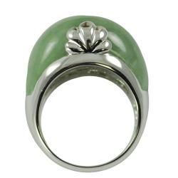 Gems For You Sterling Silver Carved Green Jade Ring Gemstone Rings