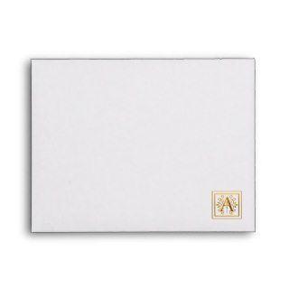 Monogram Golden A Elegant Note Card Envelope