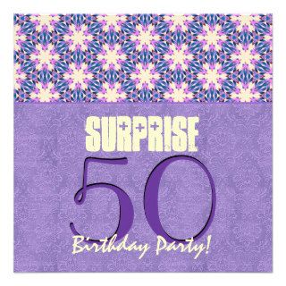 Surprise 50th Birthday Party Purple Pattern V01 Personalized Invitations