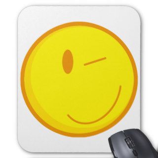 cute winking smiley face mouse pads