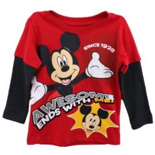Disney Mickey Mouse "Awesome Ends with Me" Red T Shirt 2T 5T (4T) Clothing