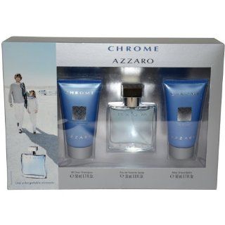 Loris Azzaro Chrome Men Gift Set (Eau De Toilette Spray, After Shave Balm, All Over Shampoo)  Fragrance Sets  Beauty