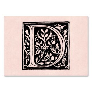 Vintage Letter D Monogram Rose Pink Parchment "D" Business Cards