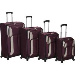 Rockland 4 Piece Impact Spinner Luggage Set F155 Burgundy Rockland Four piece Sets