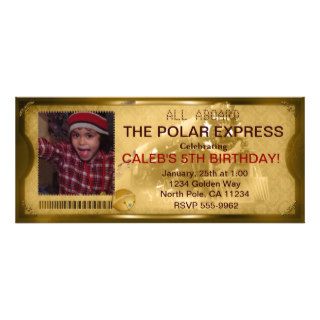 Polar Express Train Golden Ticket Photo Invitation