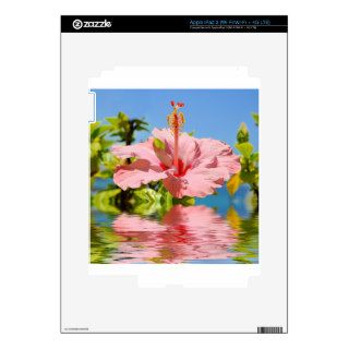 Pink hibiscus flower above the water skin for iPad 3