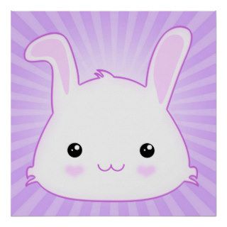 Cute Kawaii Bunny Rabbit Face in Purple & Lilac Print
