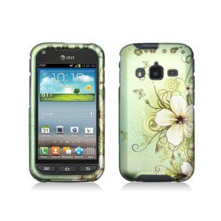 Green Flower Hard Cover Case for Samsung Galaxy Rugby Pro SGH I547 Cell Phones & Accessories