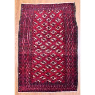 Antique 1920s Persian Hand knotted Balouchi Red/ Navy Wool Rug (4'7 x 7') 5x8   6x9 Rugs