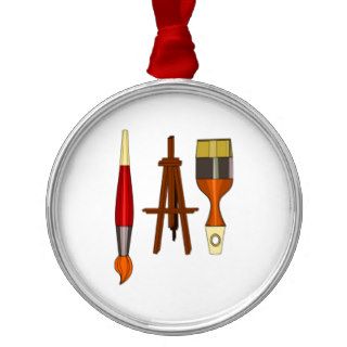 Paint Brushes and Art Easel Christmas Ornament