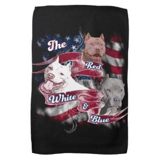 The Red, White & Blue Pitbull Dogs Kitchen Towel