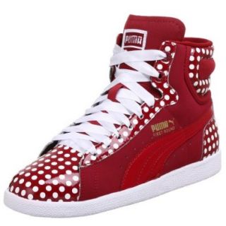 PUMA Women's First Round Polka Basketball Shoe, Rio Red/White, 10 M US Shoes