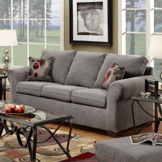 Flat Suede Graphite Fabric Sofa, Made in USA   Simmons