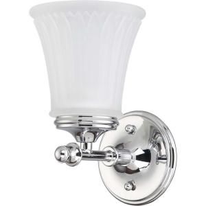 Glomar 1 Light Vanity Fixture with Frosted Etched Glass Finished in Polished Chrome HD 4261