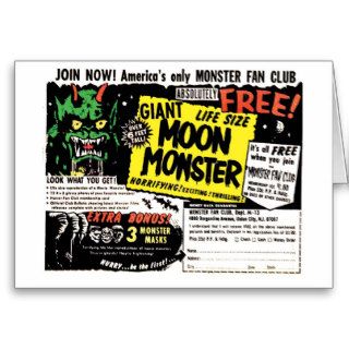 Retro Vintage Kitsch Giant Moon Monster Comic Ad Greeting Card