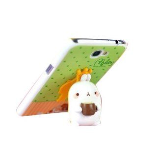 Samsung Galaxy Note II Case   Green Dot and Light Orange with 3D Cute Rabbit and Coffee (Package includes Anti dust Plug Stopper) Cell Phones & Accessories