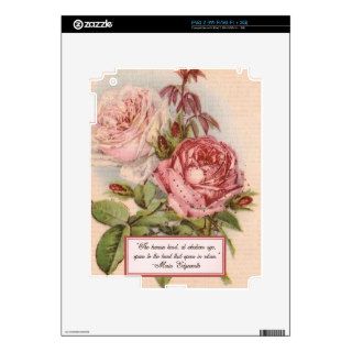 Having an Open Heart Victorian Pink Roses Print iPad 2 Decal