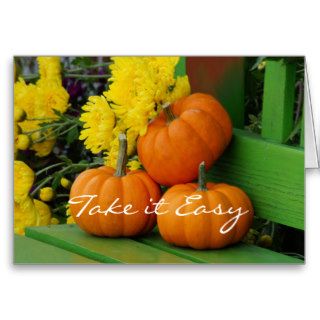 Pumpkins on an old bench customize any occasion cards
