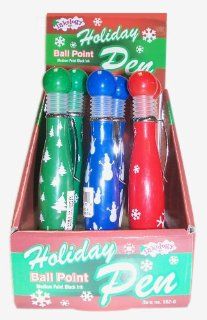 Inkology Holiday Torpedo Novelty Ball Point Pens, Medium Point, Black Ink, 3 Assorted Designs, 12 Pens per Pack (552 0)  Ballpoint Pens 