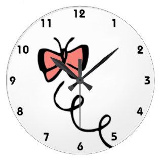 Coral Pink Butterfly Clocks