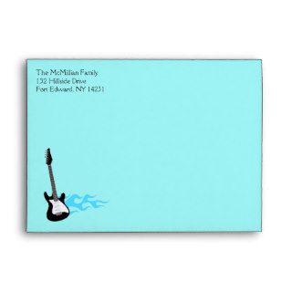 5x7 BLUE ROCK STAR GUITAR Customizable Envelope
