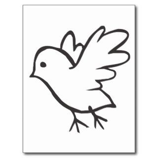 Young Bird Flying in Black and White Sketch Post Cards