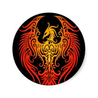 Decorated Tribal Phoenix Round Stickers