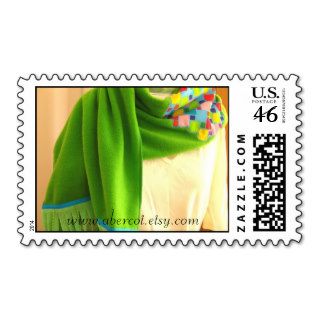 Chartreuse Squares of Many Colors Scarf Postage