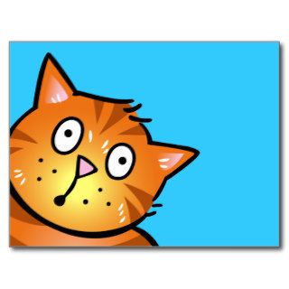 Cute Red Cartoon Cat   Postcard