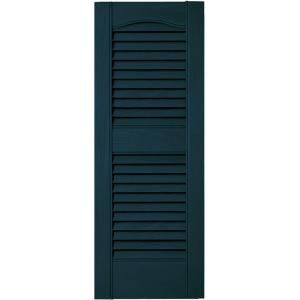 Builders Edge 12 in. x 31 in. Louvered Vinyl Exterior Shutters Pair in #166 Midnight Blue 010120031166