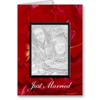 Red Tulip Wedding Photo Greeting Card