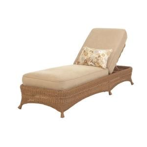 Martha Stewart Living Lily Bay Wicker Patio Chaise with Oatmeal Cushions DISCONTINUED JDC 1465 2 OATMEAL