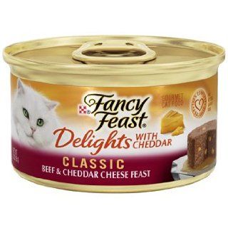 Fancy Feast Delights Cheddar Classic Beef & Cheddar Cheese Feast Gourmet Cat Food   24x3oz Grocery & Gourmet Food