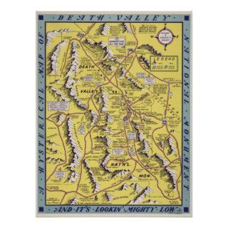 Death Valley California Nevada Map Poster