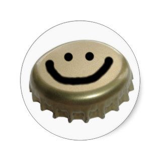Beer Bottle Cap Smiley Face Stickers
