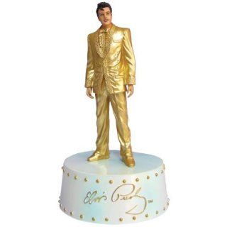 6.25 Inch Elvis Presley Wearing Gold Suit on Musical Figurine  Collectible Figurines  