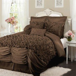 Lush Decor Lucia 4 Piece Comforter Set, Queen, Chocolate   Chocolate Brown And Pink Comforters