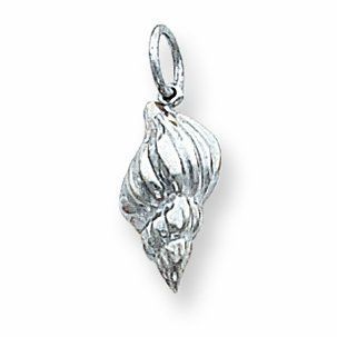 14K White Gold Hollow Polished 3 Dimensional Conch Shell Charm Pendants Jewelry