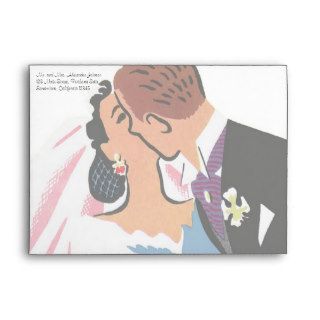 Retro Bride and Groom, You May Now Kiss the Bride Envelopes