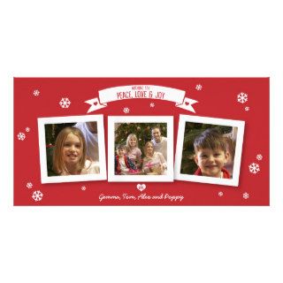 Peace Love and Joy Christmas Triple Photo Card