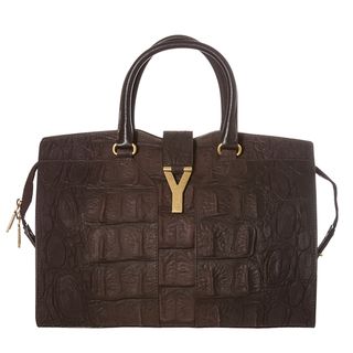 Yves Saint Laurent Women's 'Cabas ChYc ' Brown Textured Leather Tote Yves Saint Laurent Designer Handbags