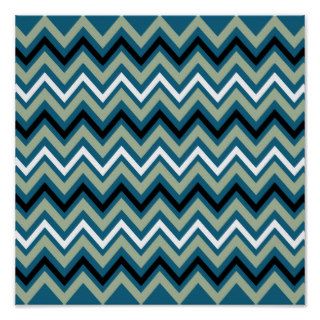 Blue and Green Zigzag Pattern Poster