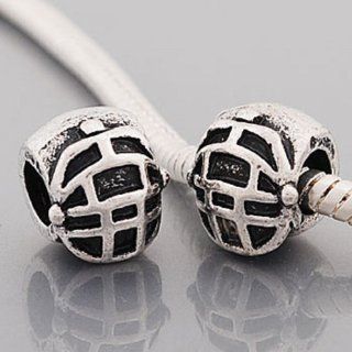 Antique Silver Fencing Mask Helmet Shape Spacer Charm Bead Compatible with Pandora Zable Biagi Chamilia and Troll Beads.