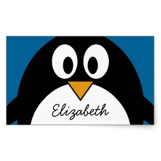 cute cartoon penguin blue background rectangle stickers