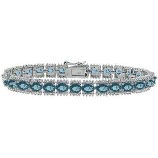 Dolce Giavonna Sterling Silver 45ct TGW London Blue Topaz and Diamond Accent Bracelet Dolce Giavonna Gemstone Bracelets