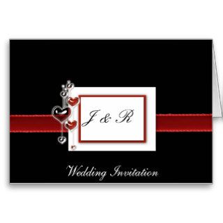 Black and Red hearts wedding invitation Cards