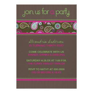 Paisley Birthday Party Invitation