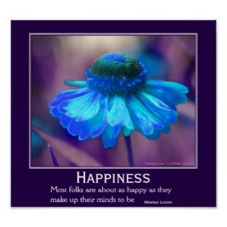 Happiness Zinnia Flower Motivational Quote Print