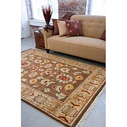 Hand knotted Brown Southwestern Park Ave New Zealand Wool Rug (5'6 x 8'6) Surya 5x8   6x9 Rugs