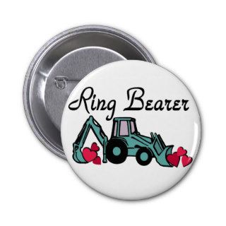 Ring Bearer Backhoe Pinback Buttons